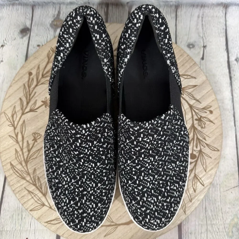 Vince Womens 8.5 Leather Tweed Platform Slip On Loafers Brown Colorblock Shoes